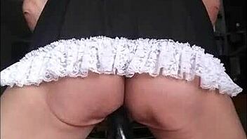 Shemale riding dildo with intense assfucking action in heels