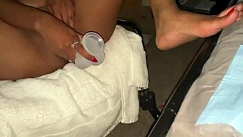 Petite ebony plays with biggest dildo first time