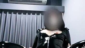 Thai Asian In Leather Costume Gets Creampie Burst