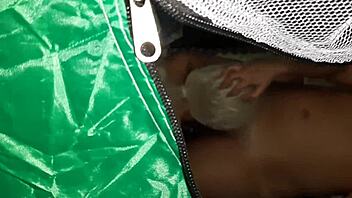 I caught sneaky lesbian licking in a tent with illusion girls