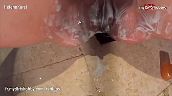 i love my dirty hobby, sexy shower and shave tease with french milf boobs.