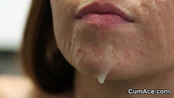 Facial cumshot in blowjob scene