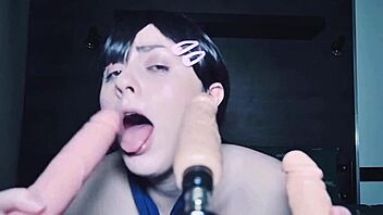 BDSM bondage and double penetration in chainsaw man's pussy