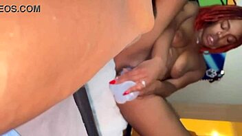 Petite ebony plays with biggest dildo first time