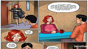 Husband cheats on wife with five big black cocks in cartoon comic