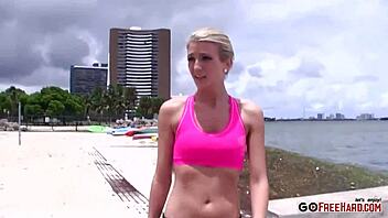 Blonde Stretches On The Beach Then Sucks Wang In Outdoor Hardcore Scene