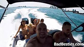 Teen 18+ seductresses share massive boner at wild college party