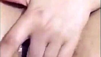 The ebony woman masturbates her fat pussy until she cums