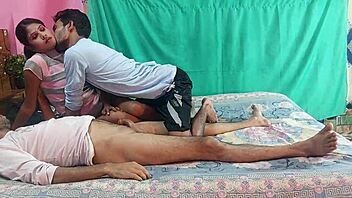Teen friends engage in hot threesome with a hot bikini girl