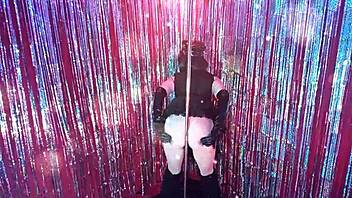 Horny milf cop rips clothes while pole dancing! 😈