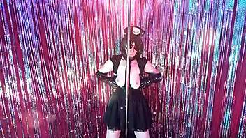 Horny milf cop rips clothes while pole dancing! 😈