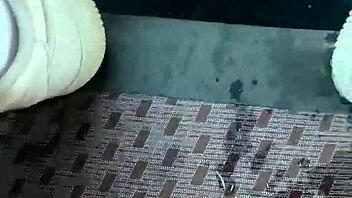 horny girl pissing wet against my car seat in public outdoor naughty kinky pussy!