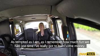 Blonde taxi girl gives a blowjob and gets fucked in the cab