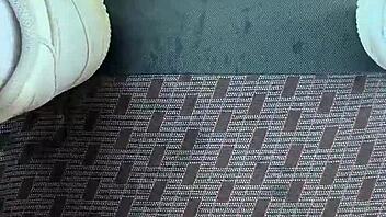 horny girl pissing wet against my car seat in public outdoor naughty kinky pussy!