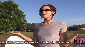 this raver chick flashed her natural tits in public, risking it all