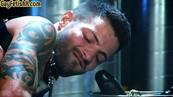 a leather stud whips his deepthroating sub