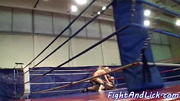 Pussylicked babe enjoys naked wrestling 😘