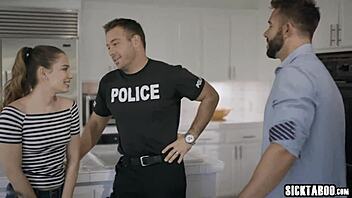Коррумпированный полицейский трахает сексуальную невесту в дикой групповухе