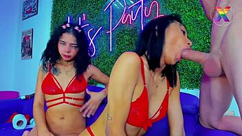 Watch These Two Hot Girls Suck Their Friend's Cock In A Wild 3-Some!