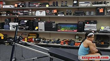 ebony gym trainer gets drilled by pawn dude at shop