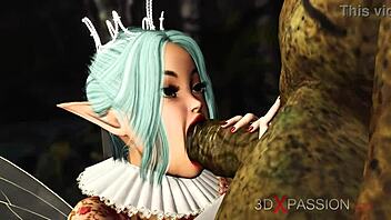 A young fairy gets her ass pounded by big cocked orcs in an outdoor scene