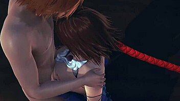 HD cartoon porn with Yuna's hardcore blowjob and creampie