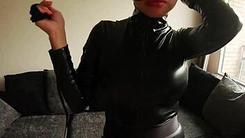 Latex-clad seductress dominates and fucks with pegging