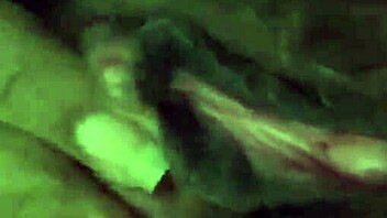 a european woman uses a blue dildo for masturbation in her german home