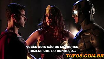 Surreal threesome with Batman, Wonder Woman, and Superman 😏