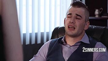 Evelyn Claire Distracts With Intense Office Blowjob Action