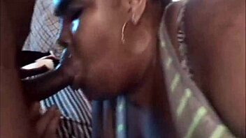 plump ebony woman performs oral in homemade setting