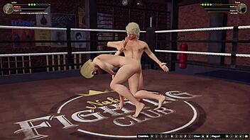 Blonde Jazlyn takes on Travis in a rough and wild fight