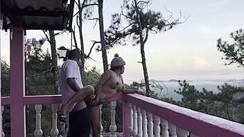 fucking my horny latina stepsister on the balcony with stunning view