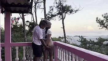 fucking my horny latina stepsister on the balcony with stunning view