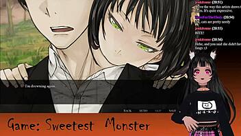 Vtuber lewdneko plays monster creampie