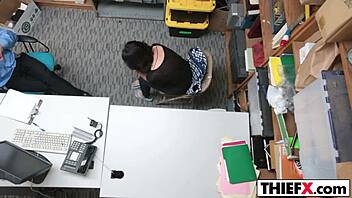 teen 18+ thief penelope reed punished with monster cock blowjob in office