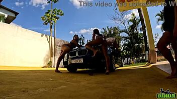 Just chilling with hot latinas in a BMW shoot.