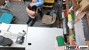 teen 18+ thief penelope reed punished with monster cock blowjob in office