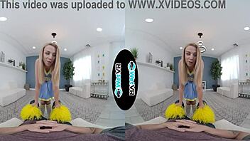 Wow! Skinny cheerleader rides huge dick in VR porn madness