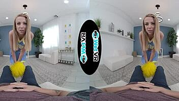 Wow! Skinny cheerleader rides huge dick in VR porn madness