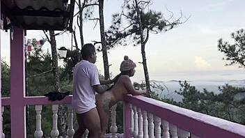 fucking my horny latina stepsister on the balcony with stunning view