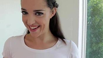 Watch this teen get her face covered in cum from a huge cock?