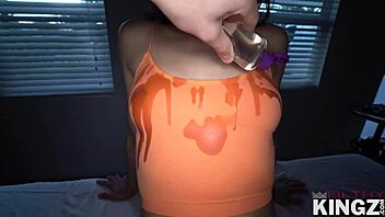 Kylie's big cock is stretched to the limit