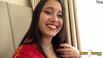 Petite Indian girl strips and gets her pussy and ass fucked by her sister-in-law