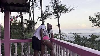 fucking my horny latina stepsister on the balcony with stunning view