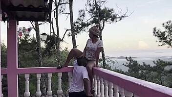 fucking my horny latina stepsister on the balcony with stunning view