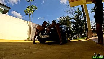 Just chilling with hot latinas in a BMW shoot.