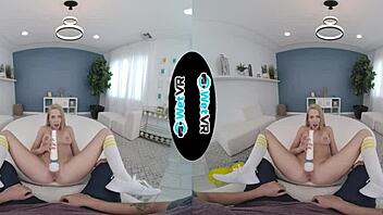 Wow! Skinny cheerleader rides huge dick in VR porn madness