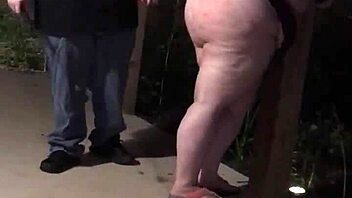 Fat BBW group plays rough outdoors.