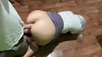 Older woman talks and shows her breasts to get anal sex